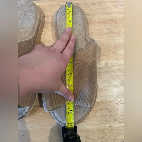 Beige Corduroy Slippers - Picture 2 of 12